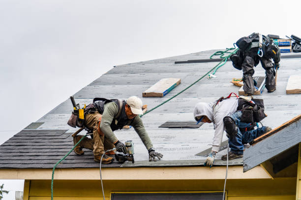 Professional Gutter Installation technician working in Wiscasset, ME